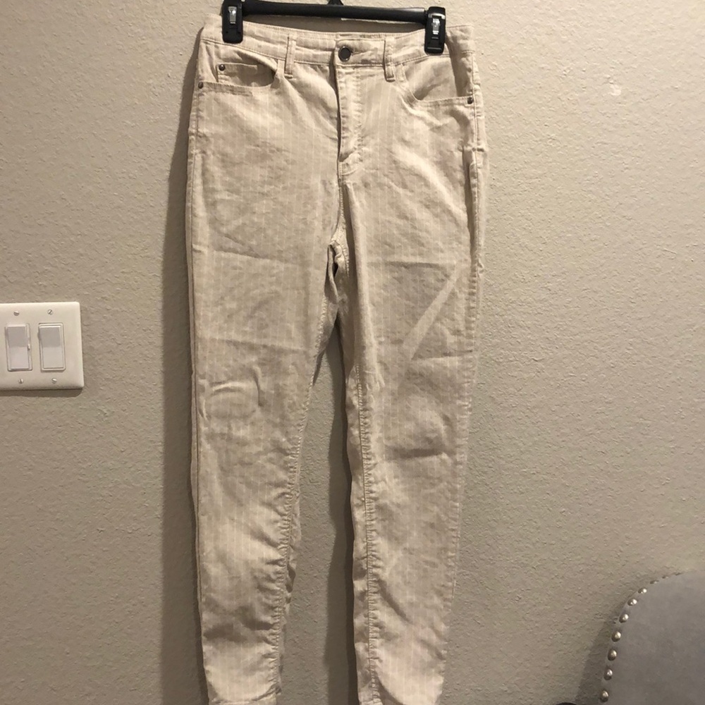 Cream and White Pin Striped Pants
